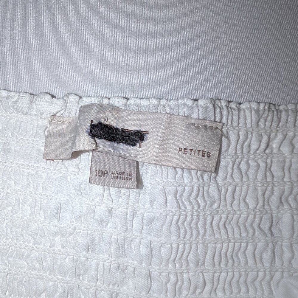 LOFT | White Shell Eyelet Midi Dress Spaghetti Straps | Size 10P - Picture 11 of 14